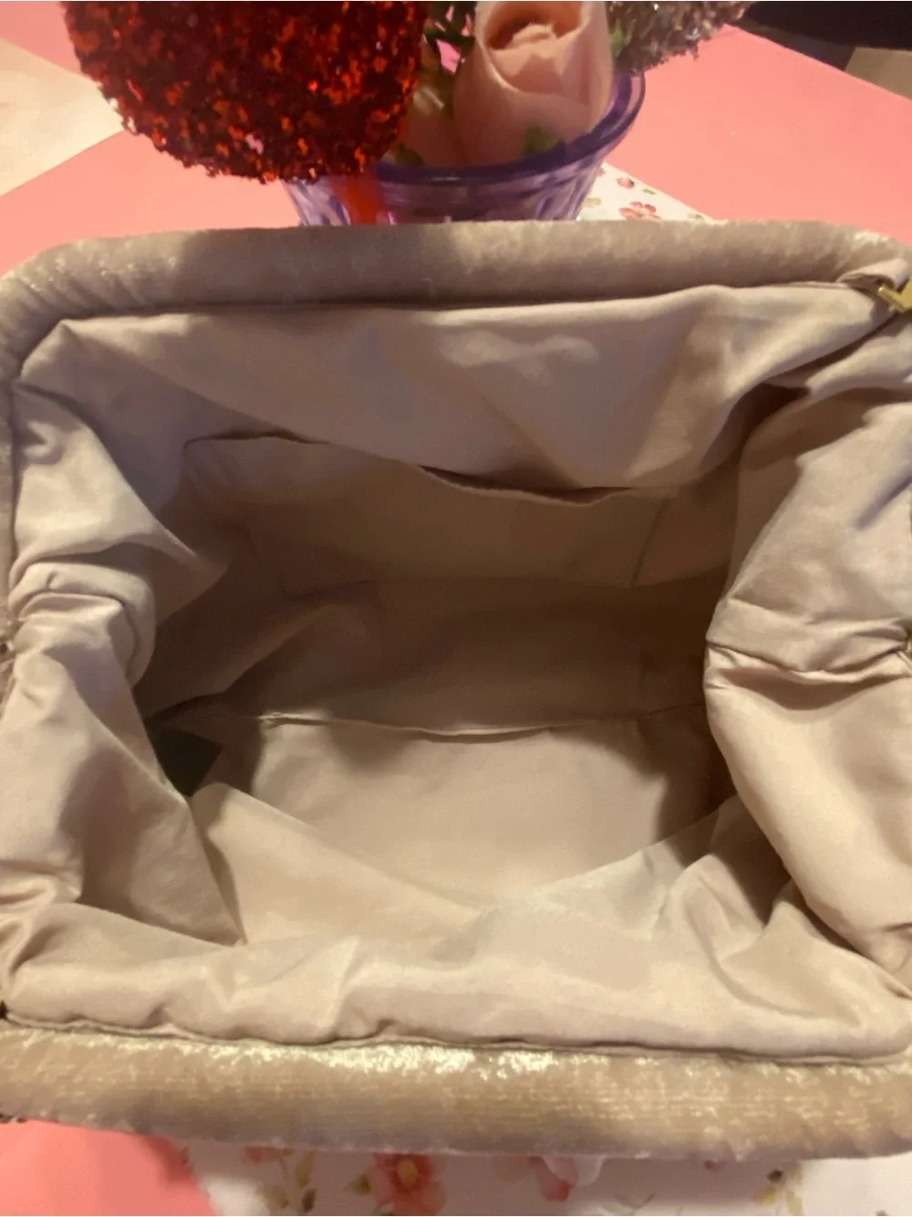 Hand Crafted Pink Velvet Embroidered Bridal Clutch